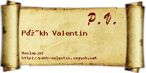 Pákh Valentin névjegykártya